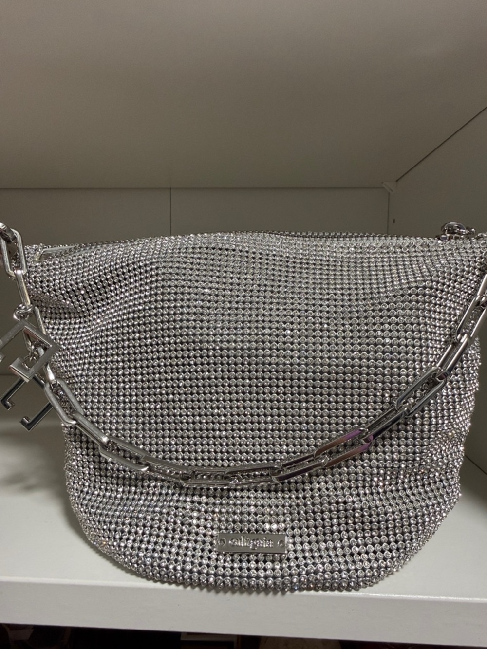 cult gaia Silver Crystal Mesh Shoulder Bag